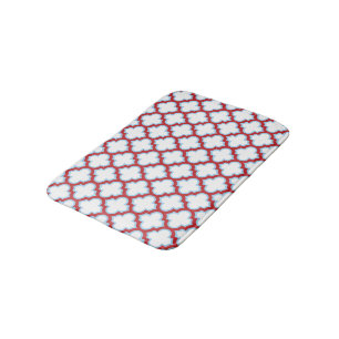 Witte en rode latwerk, traliewerk, quatrefoil badmat