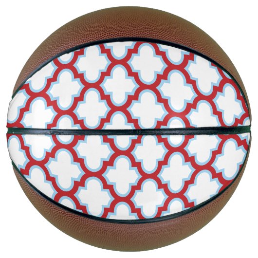 Witte en rode latwerk, traliewerk, quatrefoil basketbal (Voorkant)