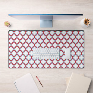 Witte en rode latwerk, traliewerk, quatrefoil bureaumat