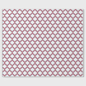 Witte en rode latwerk, traliewerk, quatrefoil cadeaupapier (Vlak)