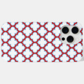 Witte en rode latwerk, traliewerk, quatrefoil Case-Mate iPhone case (Achterkant (horizontaal))