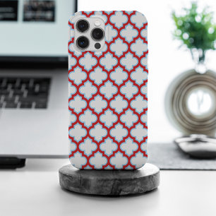 Witte en rode latwerk, traliewerk, quatrefoil iPhone 15 pro max hoesje