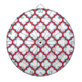 Witte en rode latwerk, traliewerk, quatrefoil dartbord