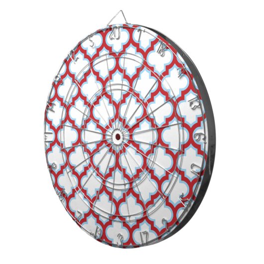 Witte en rode latwerk, traliewerk, quatrefoil dartbord (Voorkant Rechts)