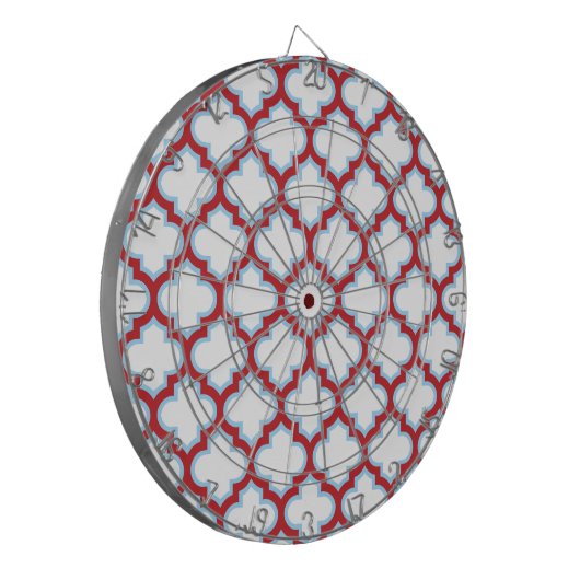 Witte en rode latwerk, traliewerk, quatrefoil dartbord (Voorkant Links)