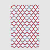 Witte en rode latwerk, traliewerk, quatrefoil golfhanddoek (Voorkant)