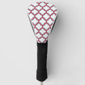 Witte en rode latwerk, traliewerk, quatrefoil golfheadcover (Voorkant)