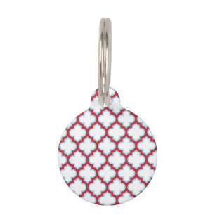 Witte en rode latwerk, traliewerk, quatrefoil huisdierpenning