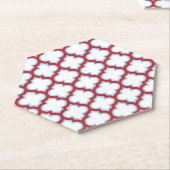 Witte en rode latwerk, traliewerk, quatrefoil kartonnen onderzetters (Schuin)