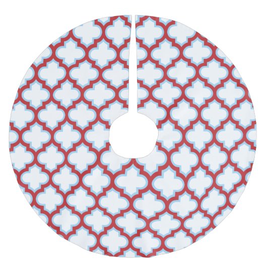Witte en rode latwerk, traliewerk, quatrefoil kerstboom rok (Voorkant)