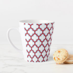 Witte en rode latwerk, traliewerk, quatrefoil latte mok