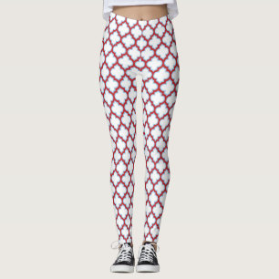Witte en rode latwerk, traliewerk, quatrefoil leggings