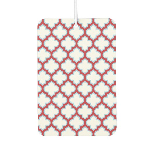 Witte en rode latwerk, traliewerk, quatrefoil luchtverfrisser (Voorkant)