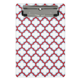 Witte en rode latwerk, traliewerk, quatrefoil mini klembord