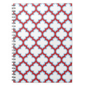 Witte en rode latwerk, traliewerk, quatrefoil notitieboek (Voorkant)