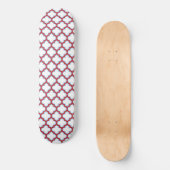 Witte en rode latwerk, traliewerk, quatrefoil persoonlijk skateboard (Voorkant)