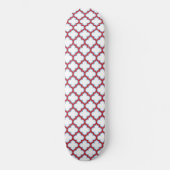 Witte en rode latwerk, traliewerk, quatrefoil persoonlijk skateboard (Voorkant)
