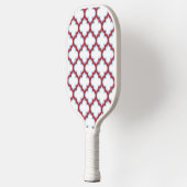 Witte en rode latwerk, traliewerk, quatrefoil pickleball paddle (Links)