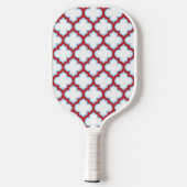 Witte en rode latwerk, traliewerk, quatrefoil pickleball paddle (Achterkant)