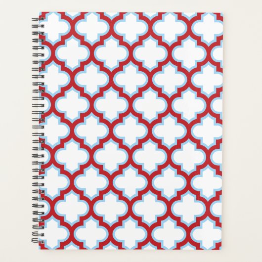 Witte en rode latwerk, traliewerk, quatrefoil planner (Voorkant)