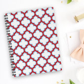Witte en rode latwerk, traliewerk, quatrefoil planner