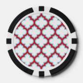 Witte en rode latwerk, traliewerk, quatrefoil poker chips (Voorkant)