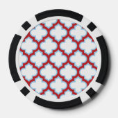 Witte en rode latwerk, traliewerk, quatrefoil poker chips (Achterkant)