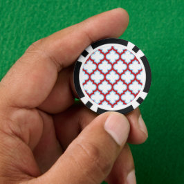 Witte en rode latwerk, traliewerk, quatrefoil poker chips