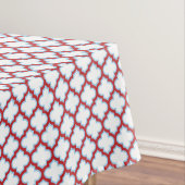 Witte en rode latwerk, traliewerk, quatrefoil tafelkleed (Voorbeeld)