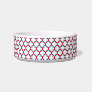 Witte en rode latwerk, traliewerk, quatrefoil voerbakje