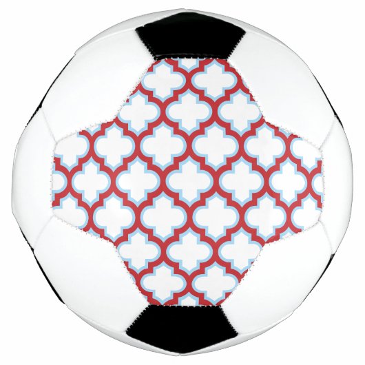 Witte en rode latwerk, traliewerk, quatrefoil voetbal (Voorkant)