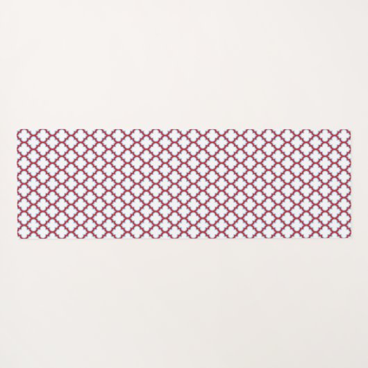 Witte en rode latwerk, traliewerk, quatrefoil yogamat (Achterkant (horizontaal))