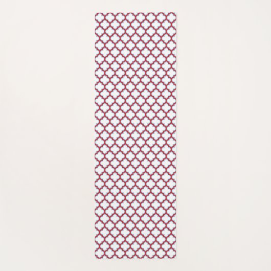 Witte en rode latwerk, traliewerk, quatrefoil yogamat (Achterkant)