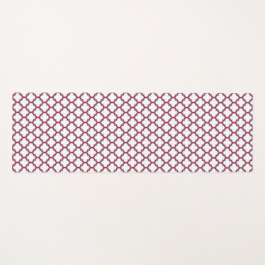 Witte en rode latwerk, traliewerk, quatrefoil yogamat (Voorkant (horizontaal))