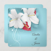 Witte en Rode Lelie Bruiloft Kaart (Voorkant / Achterkant)