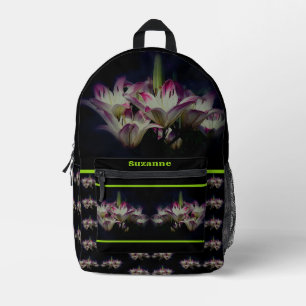 Witte en rode Lily bloemen gepersonaliseerd Bedrukte Rugzak