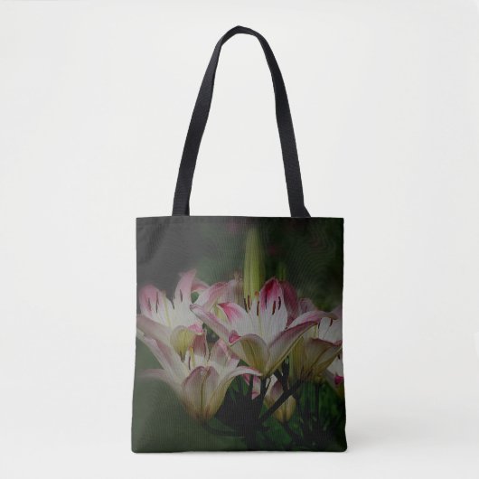 Witte en rode Lily bloemen Tote Bag (Voorkant)