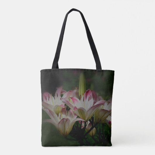 Witte en rode Lily bloemen Tote Bag (Achterkant)