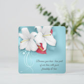 Witte en Rode Lily Vow Vernieuwing Bruiloft Kaart (Staand voorkant)