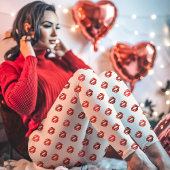 Witte en rode lipstick kus print leggings