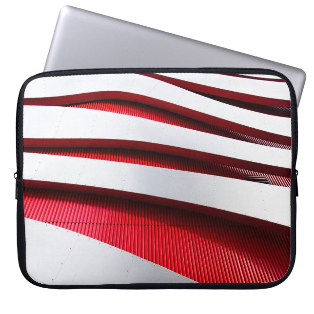 WITTE EN RODE METALE LIJST LAPTOP SLEEVE (Voorkant)