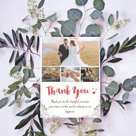 Witte en Rode Miniamalist Dank u bruiloft Kaart