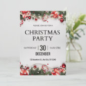 Witte en rode moderne minimalistische feestelijke  kaart (Staand voorkant)