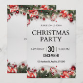 Witte en rode moderne minimalistische feestelijke  kaart (Voorkant / Achterkant)