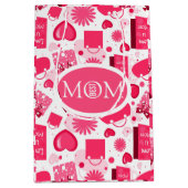 Witte en rode Moederdag naadloos patroon Medium Cadeauzakje (Voorkant)