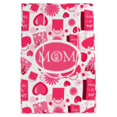 Witte en rode Moederdag naadloos patroon Medium Cadeauzakje (Achterkant)