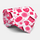 Witte en rode Moederdag naadloos patroon Stropdas (Opgerold)