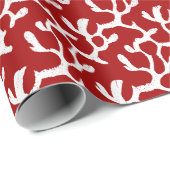 Witte en rode organische koraalrif herhalen patroo cadeaupapier (Rol Hoek)