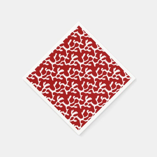 Witte en rode organische koraalrif herhalen patroo servet (Hoek)