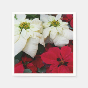 Witte en Rode Poinsettia II Kerstvakantie Servet